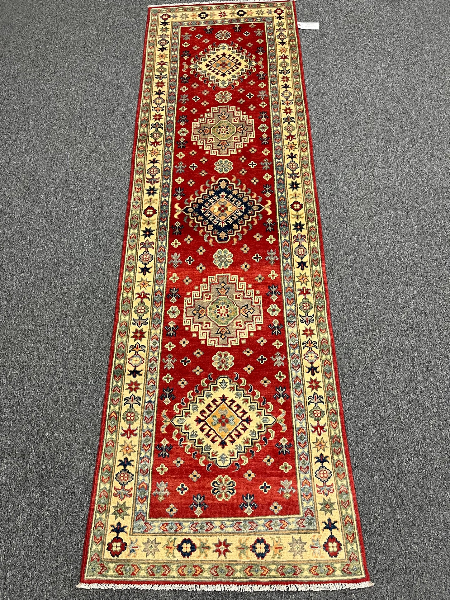 Runner Kazak Red 2' 6"X9' Handmade Wool Rug # 13621