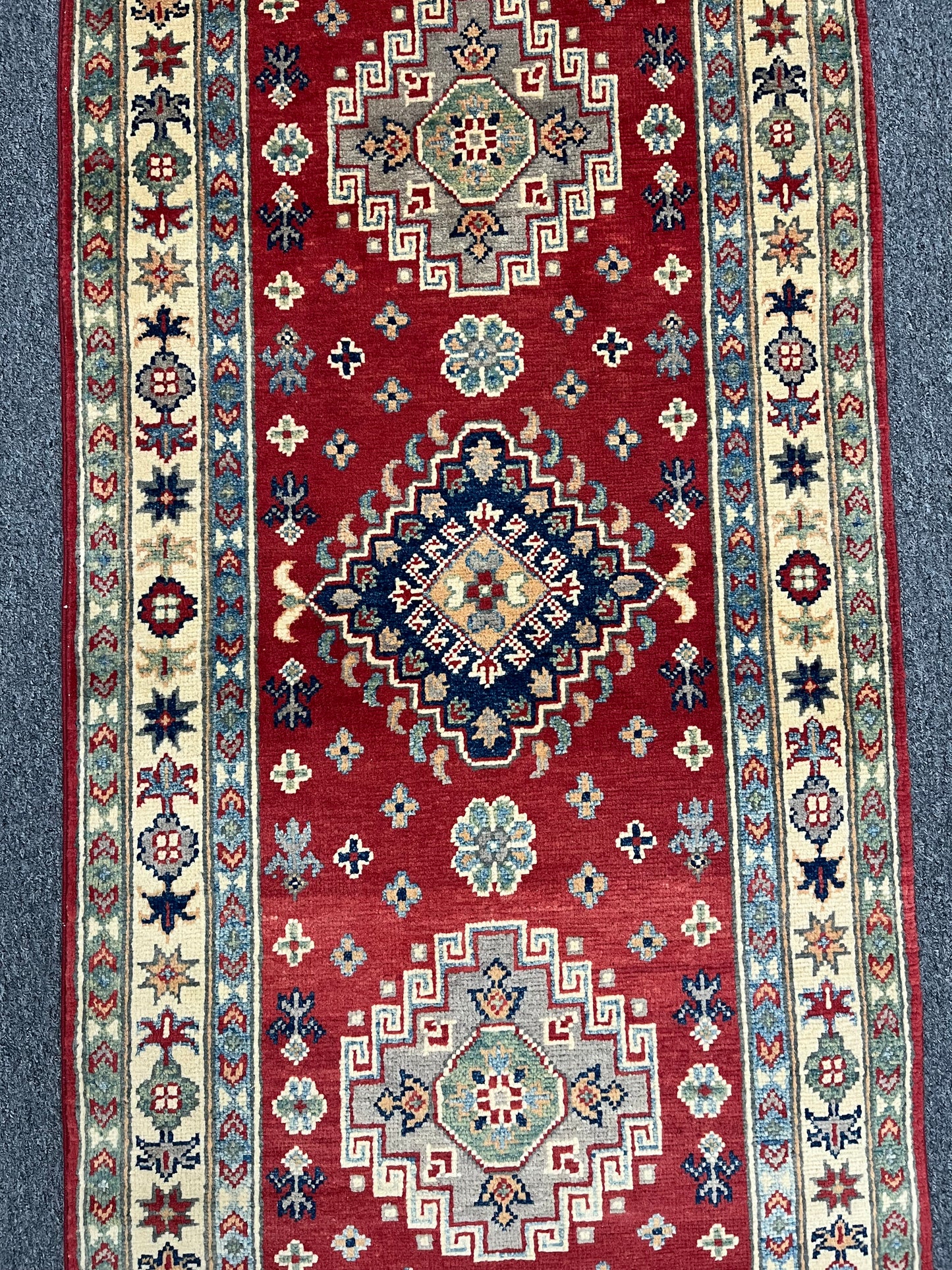 Runner Kazak Red 2' 6"X9' Handmade Wool Rug # 13621