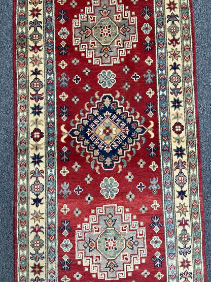 Runner Kazak Red 2' 6"X9' Handmade Wool Rug # 13621