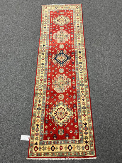 Runner Kazak Red 2' 6"X9' Handmade Wool Rug # 13621