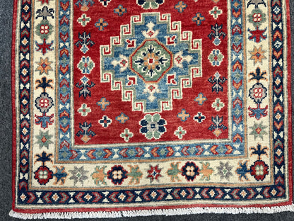 Runner Kazak Red 2' 6"X10' Handmade Wool Rug # 13807