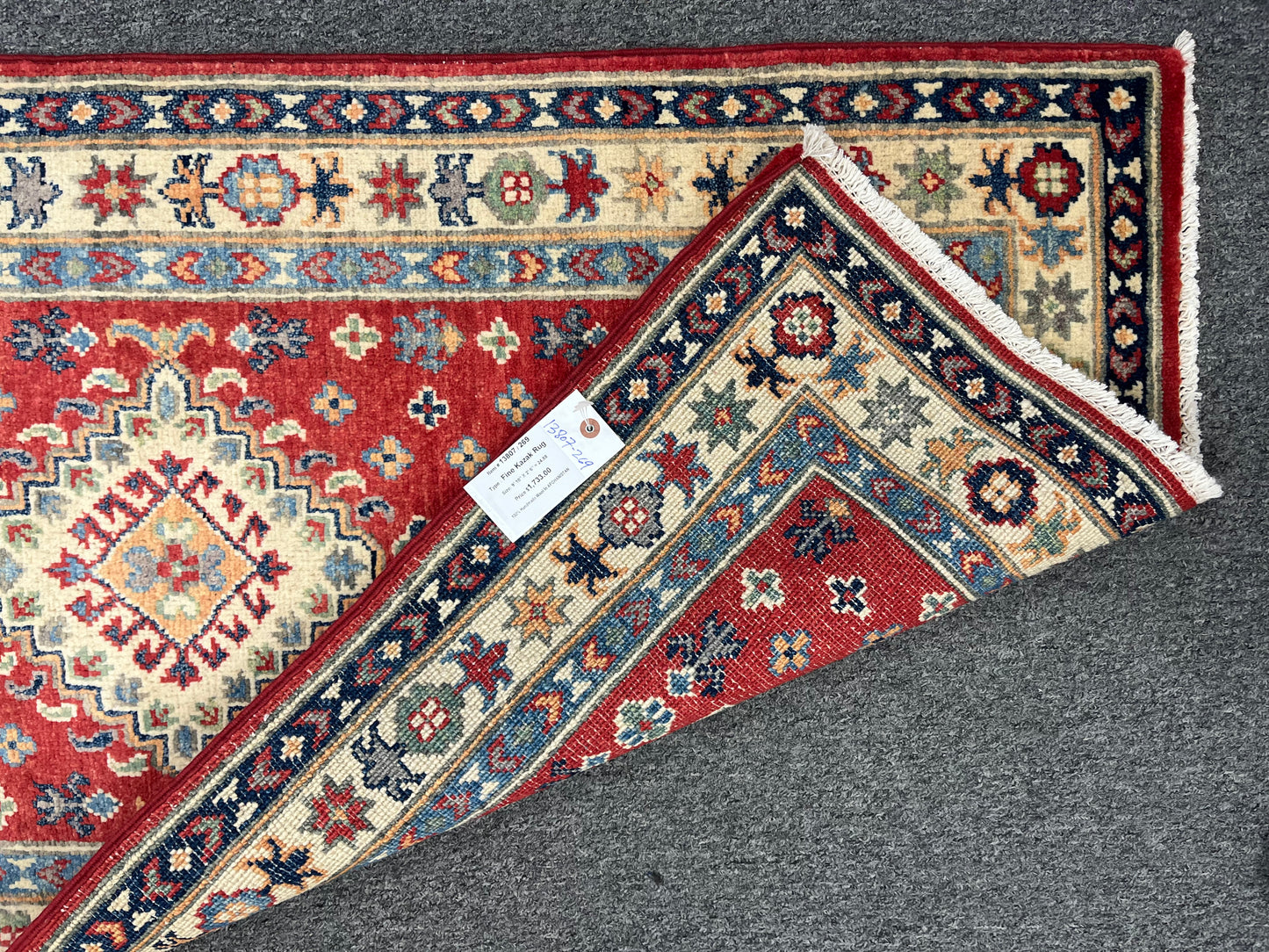 Runner Kazak Red 2' 6"X10' Handmade Wool Rug # 13807