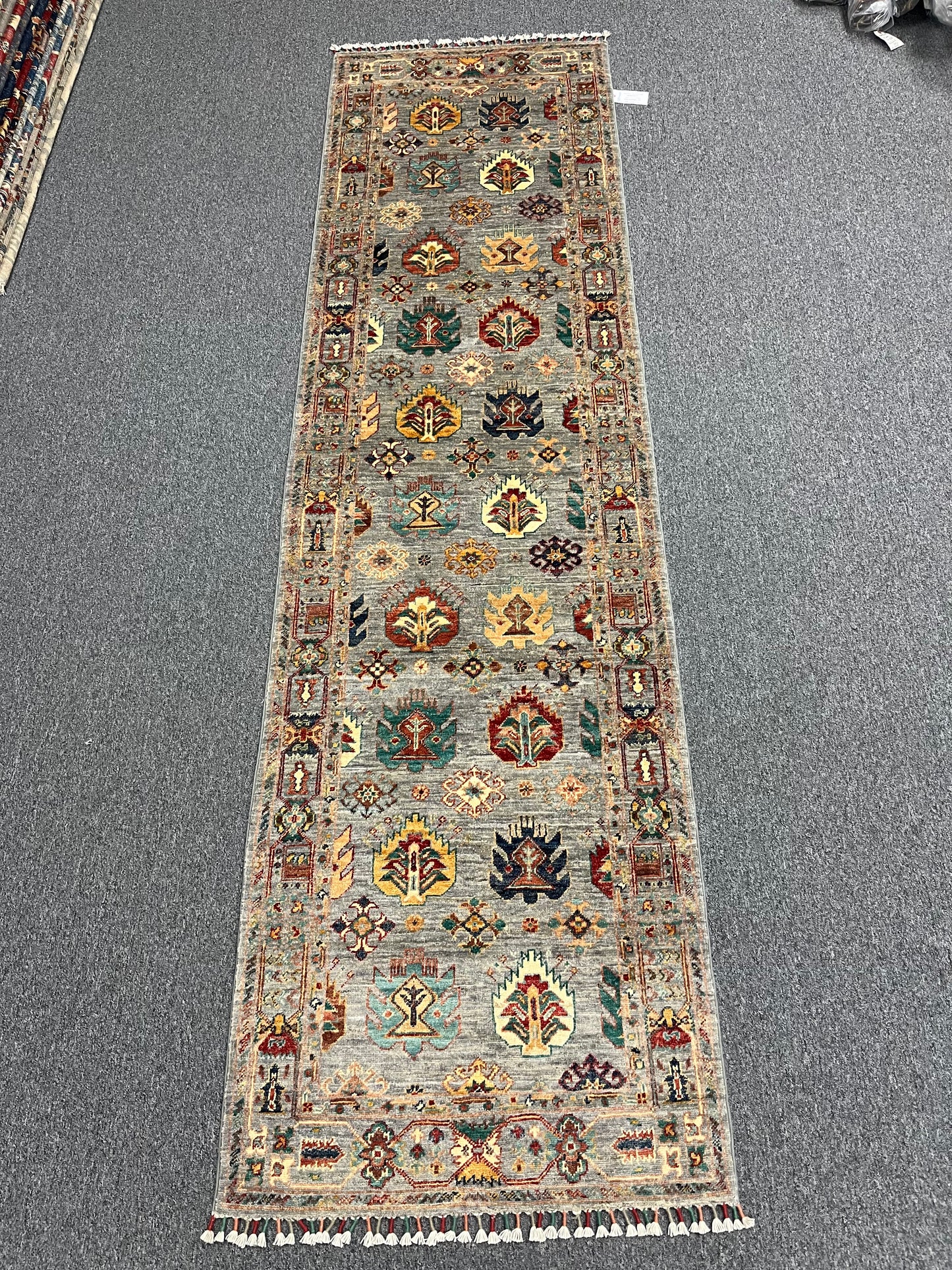 2' 8"X 10' Gray Mahal Handmade Wool Runner Rug # 14147