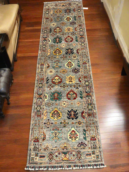 2' 8"X 10' Gray Mahal Handmade Wool Runner Rug # 14147