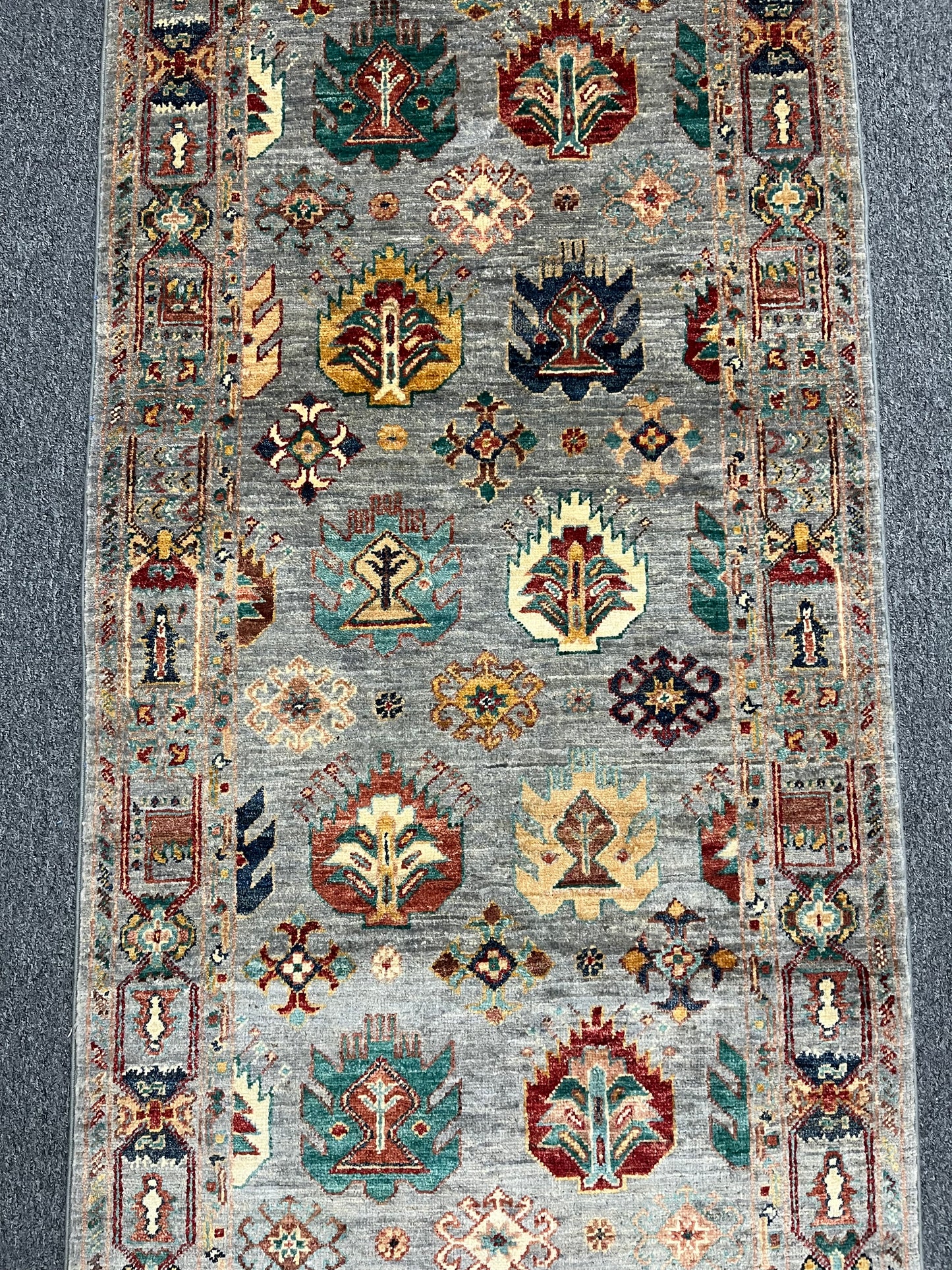 2' 8"X 10' Gray Mahal Handmade Wool Runner Rug # 14147