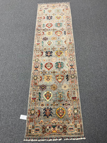 2' 8"X 10' Gray Mahal Handmade Wool Runner Rug # 14147