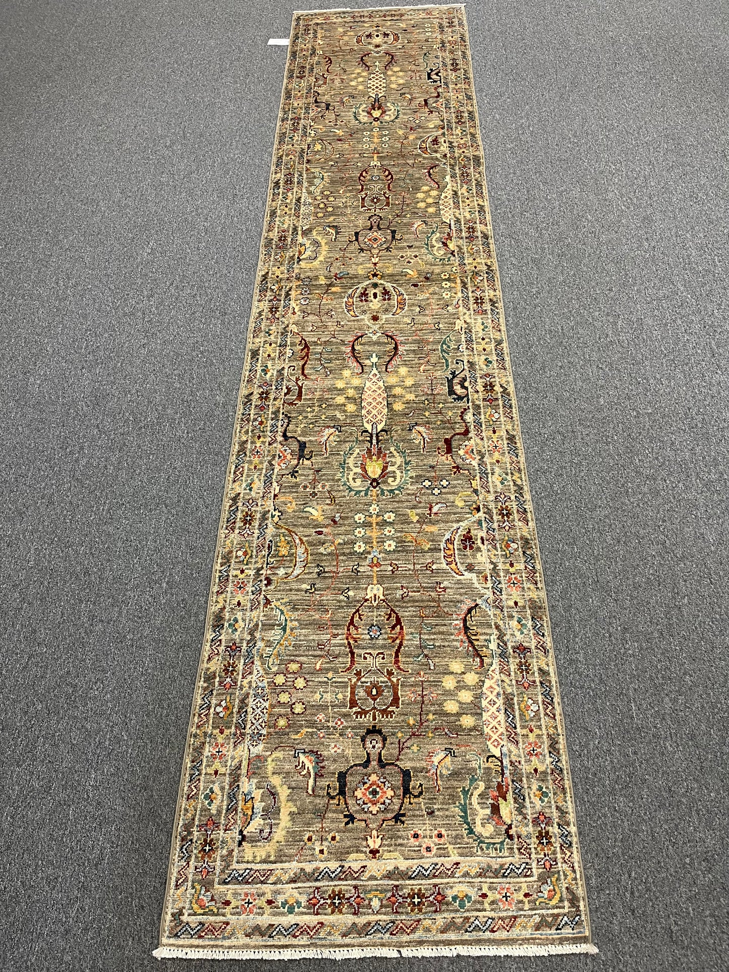 Gray Runner 2' 7"X 13' Mahal Handmade Wool Rug # 14148