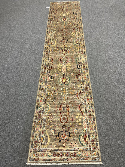 Gray Runner 2' 7"X 13' Mahal Handmade Wool Rug # 14148