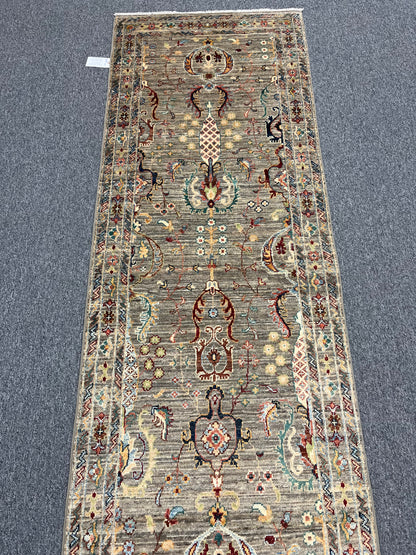 Gray Runner 2' 7"X 13' Mahal Handmade Wool Rug # 14148