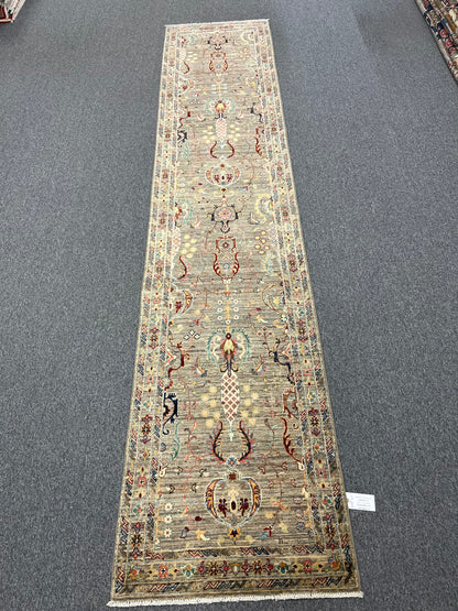 Gray Runner 2' 7"X 13' Mahal Handmade Wool Rug # 14148