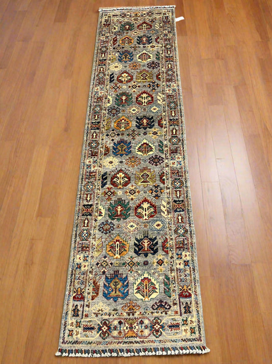 2' 8"X 10' Silver Mahal Handmade Wool Runner Rug # 13969