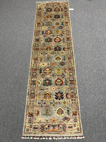 2' 8"X 10' Silver Mahal Handmade Wool Runner Rug # 13979