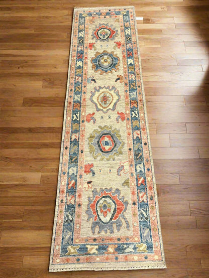 Runner Oushak 2' 7"X10' Handmade Wool Rug # 14306