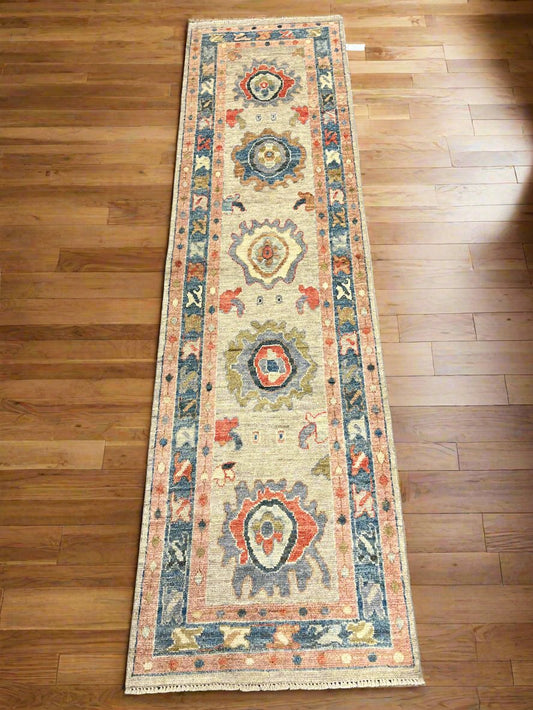 Runner Oushak 2' 7"X10' Handmade Wool Rug # 14306