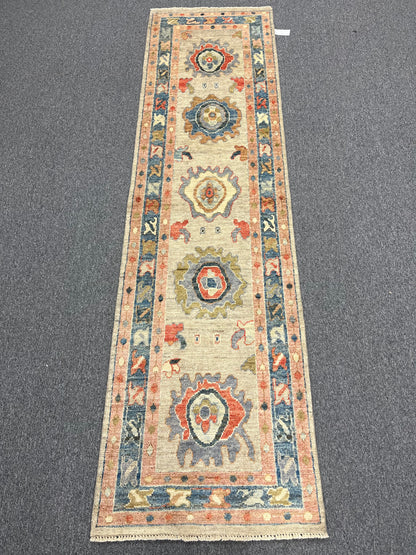 Runner Oushak 2' 7"X10' Handmade Wool Rug # 14306