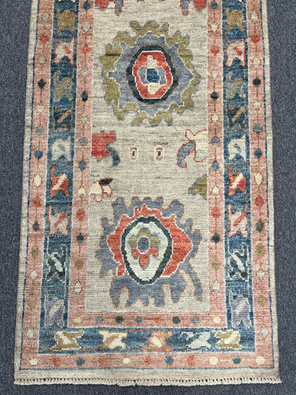 Runner Oushak 2' 7"X10' Handmade Wool Rug # 14306