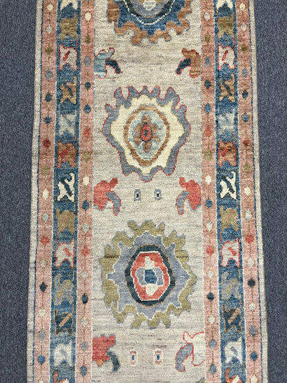 Runner Oushak 2' 7"X10' Handmade Wool Rug # 14306