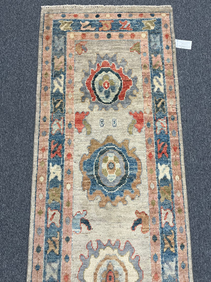 Runner Oushak 2' 7"X10' Handmade Wool Rug # 14306