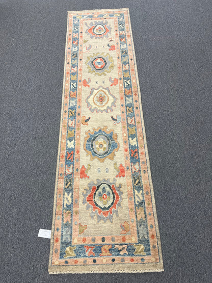 Runner Oushak 2' 7"X10' Handmade Wool Rug # 14306