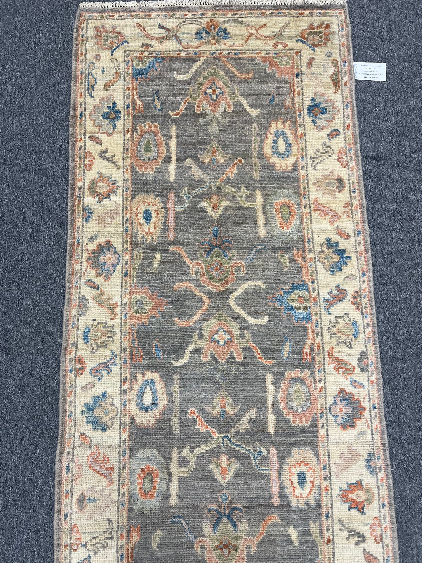 Runner Gray Oushak 2' 6"X10' Handmade Wool Rug # 14301