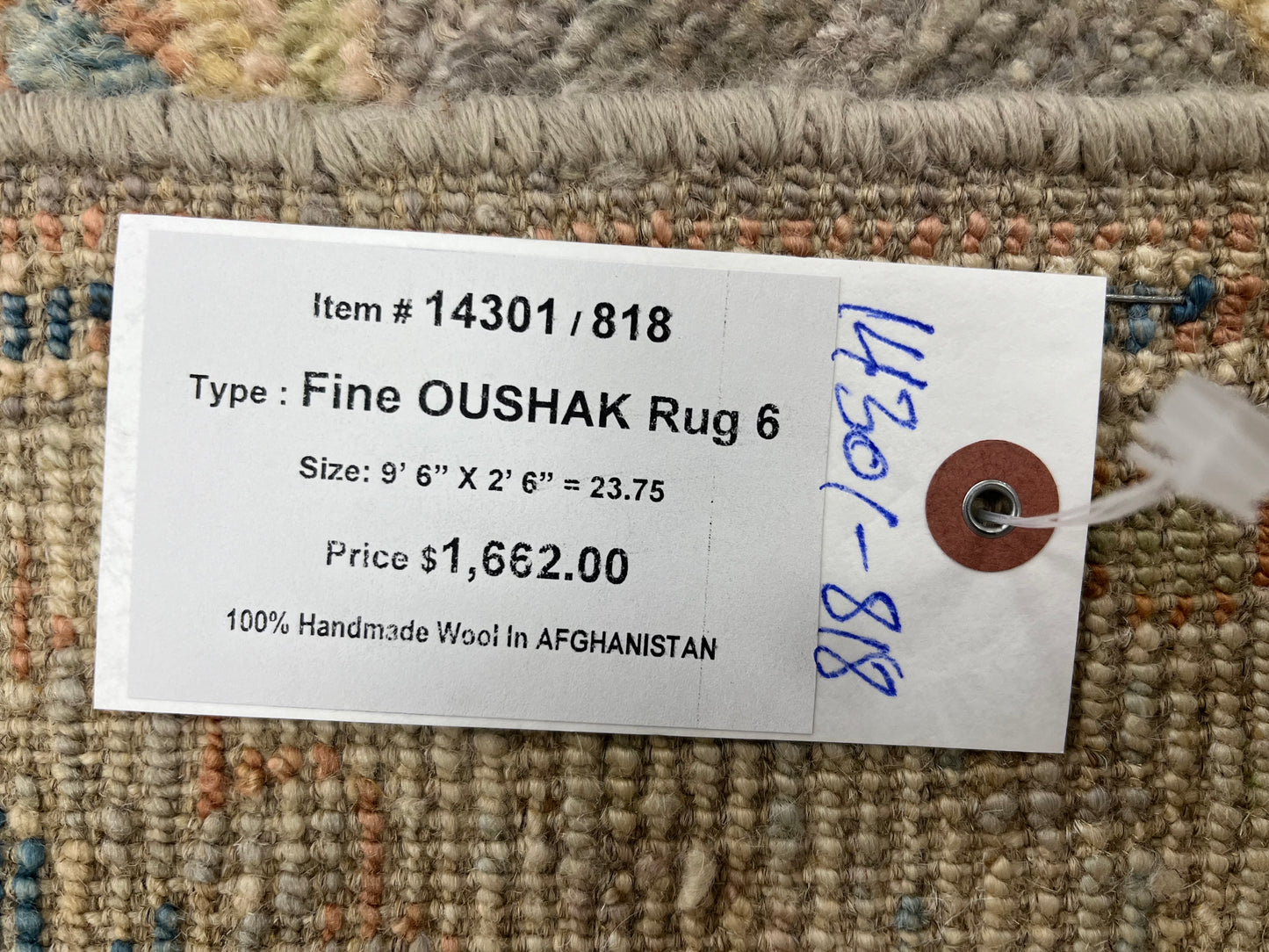 Runner Gray Oushak 2' 6"X10' Handmade Wool Rug # 14301