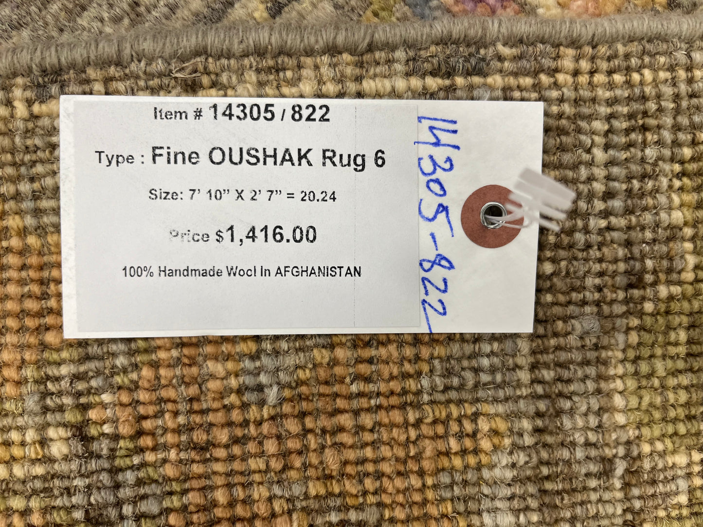 Runner Gray Oushak 2' 7"X8' Handmade Wool Rug # 14305