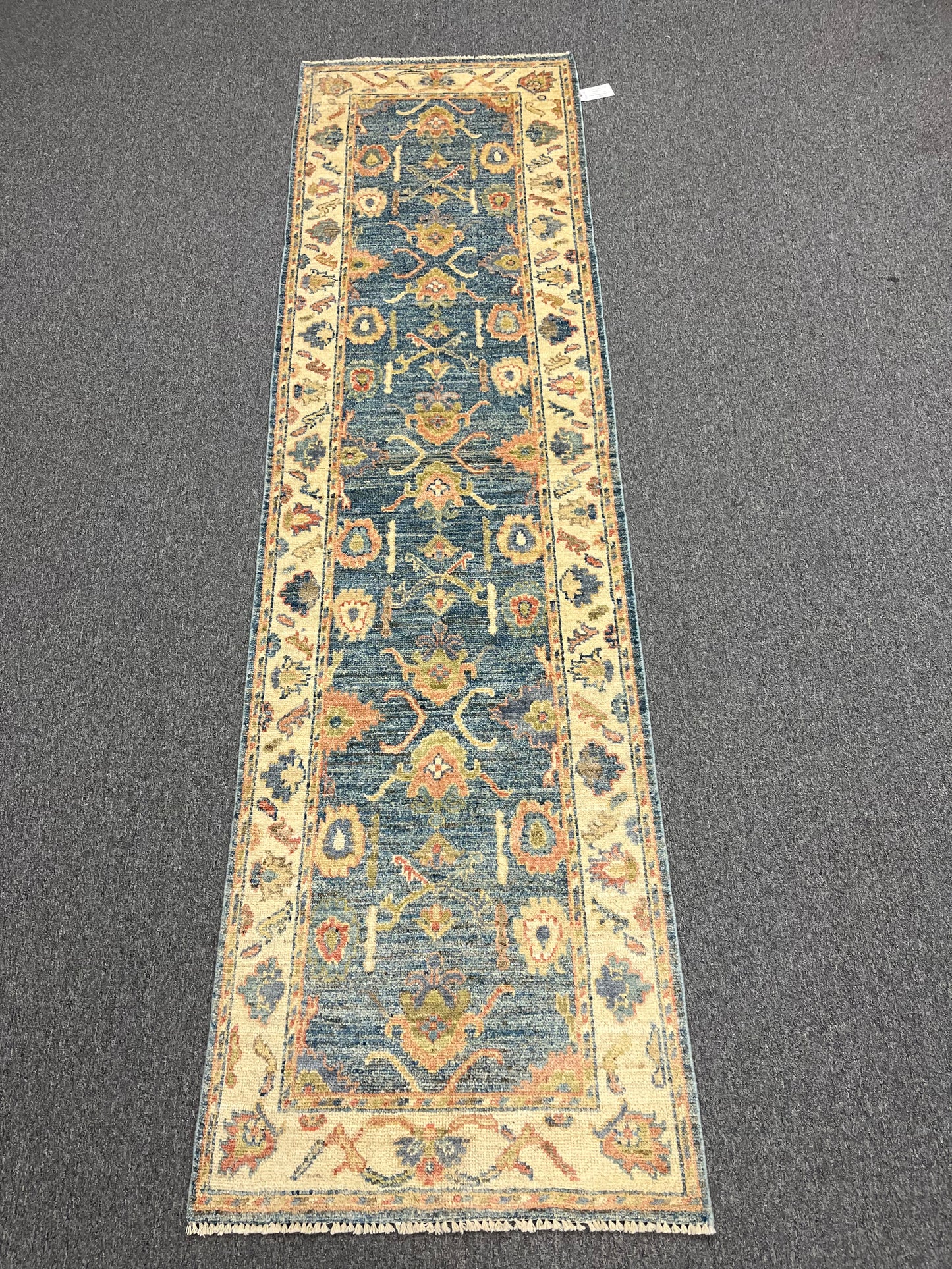 Runner Light Blue Oushak 2' 7"X10' Handmade Wool Rug # 14304