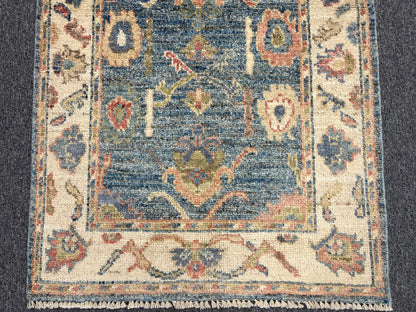 Runner Light Blue Oushak 2' 7"X10' Handmade Wool Rug # 14304