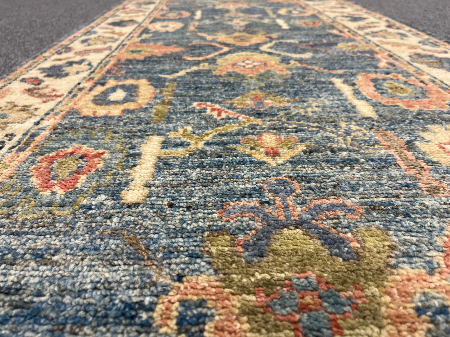 Runner Light Blue Oushak 2' 7"X10' Handmade Wool Rug # 14304