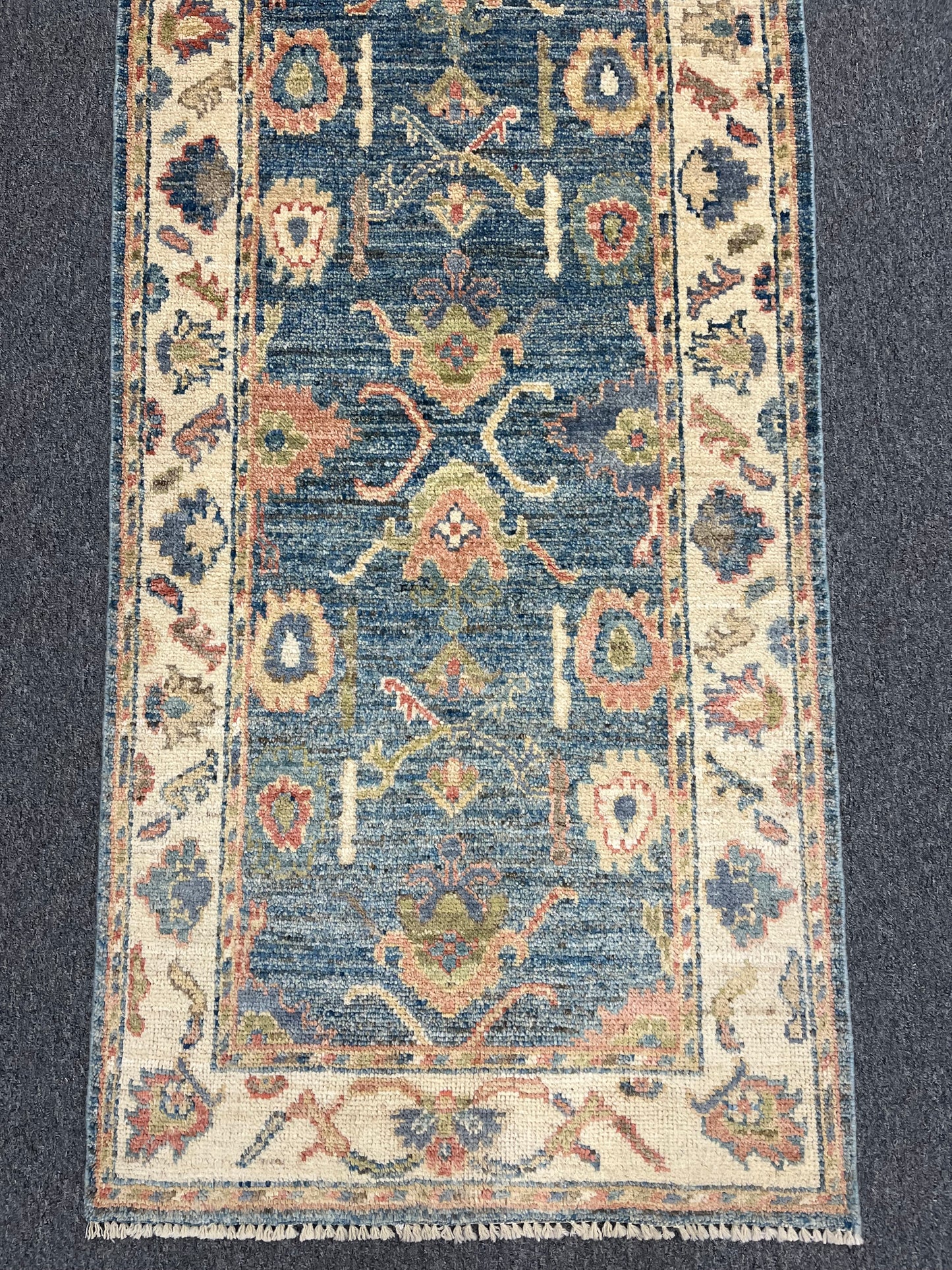 Runner Light Blue Oushak 2' 7"X10' Handmade Wool Rug # 14304