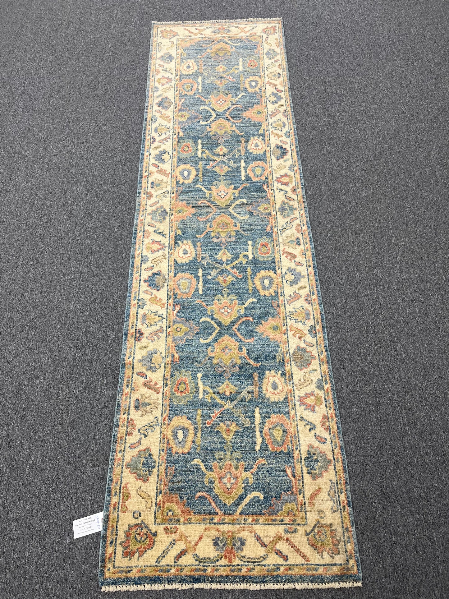 Runner Light Blue Oushak 2' 7"X10' Handmade Wool Rug # 14304