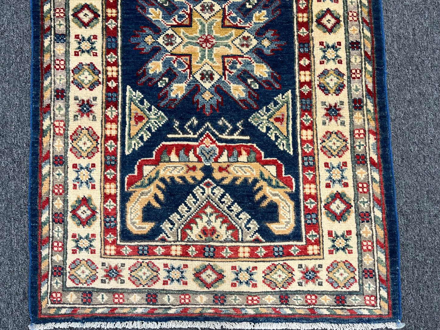 Runner Kazak Navy Blue 2' 7"X9' Handmade Wool Rug # 13803