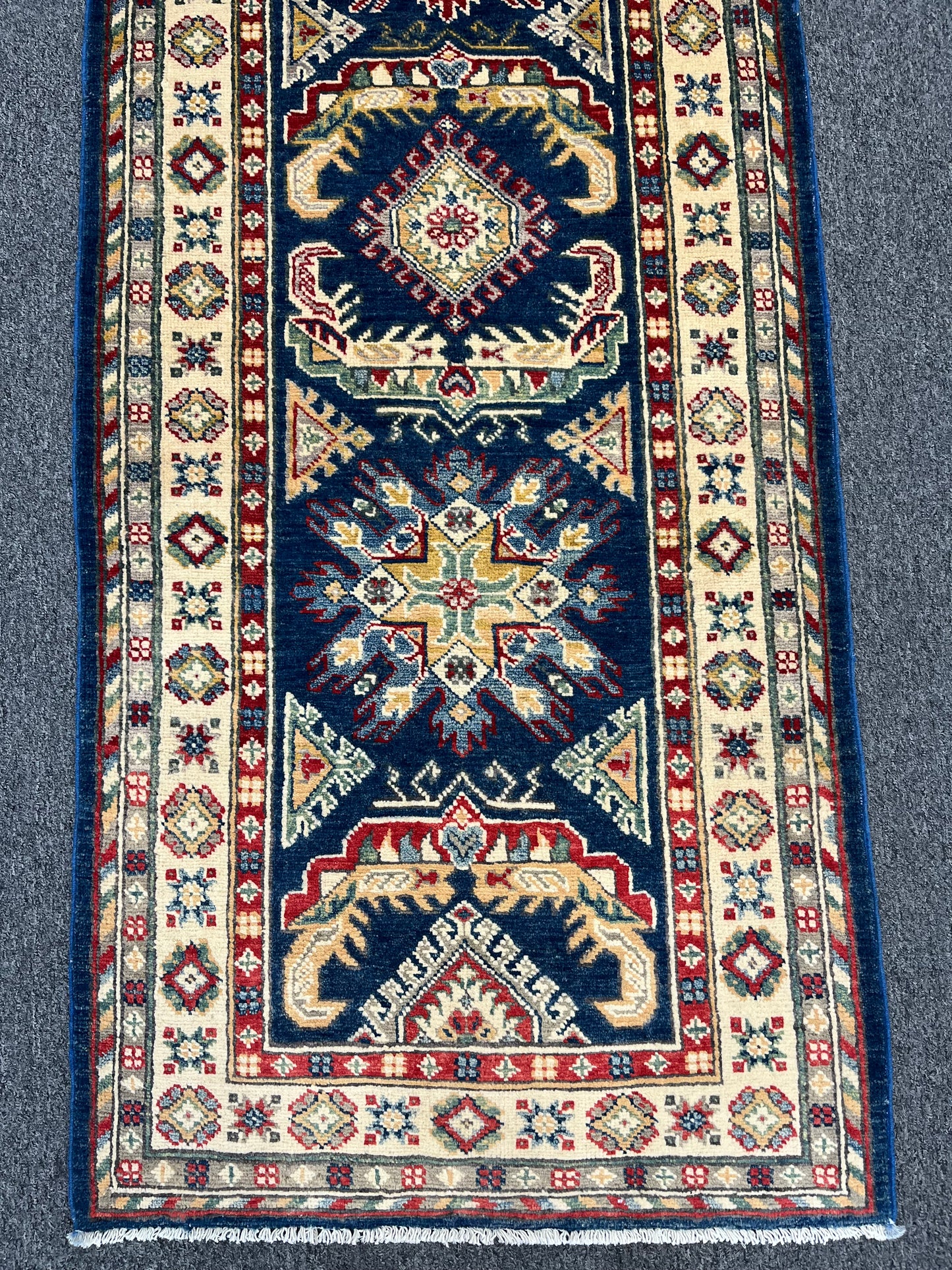 Runner Kazak Navy Blue 2' 7"X9' Handmade Wool Rug # 13803