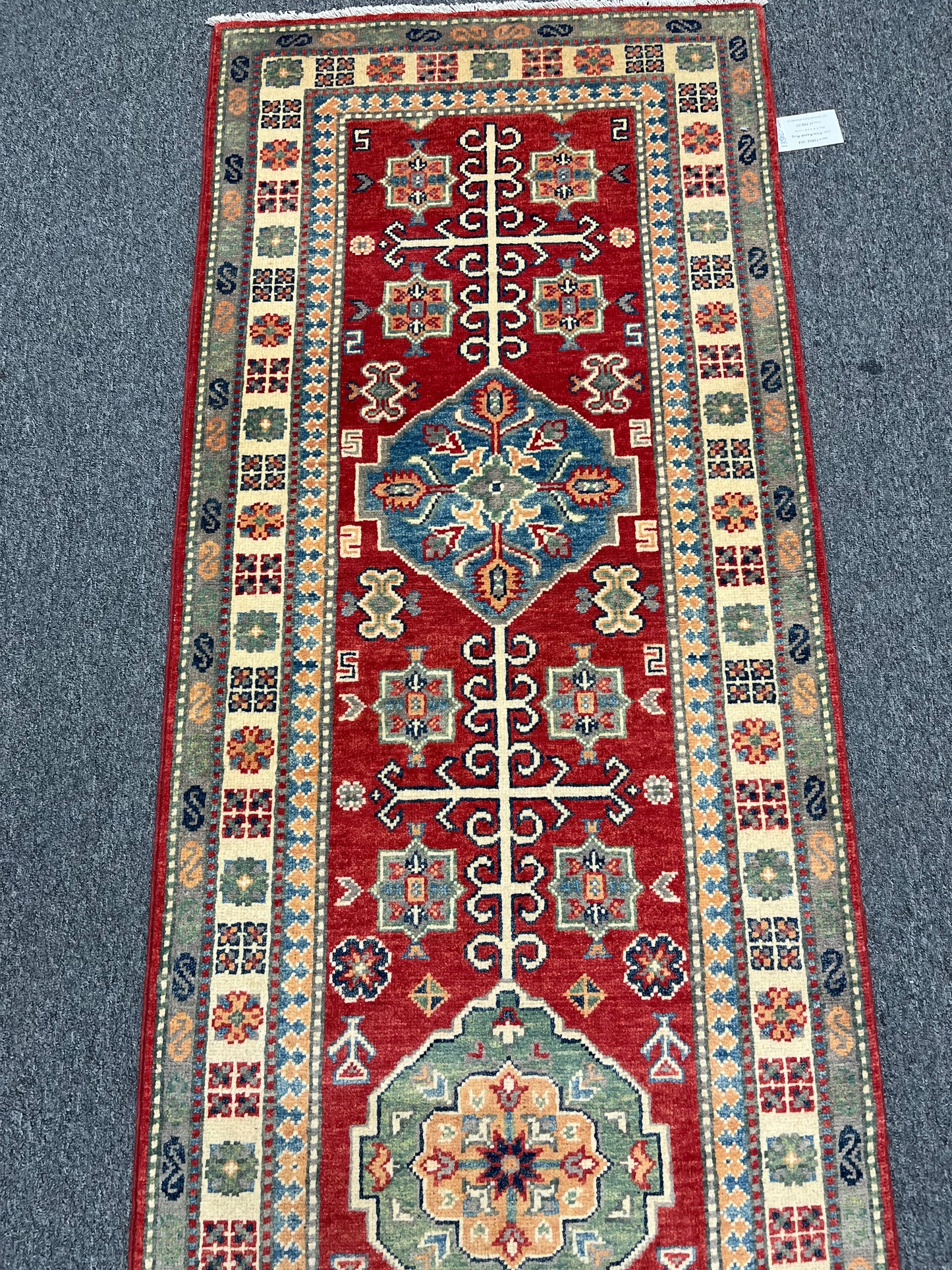 Runner Kazak Red 2' 6"X10' Handmade Wool Rug # 13802