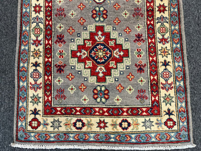 Runner Kazak Gray 2' 5"X10' Handmade Wool Rug # 13792