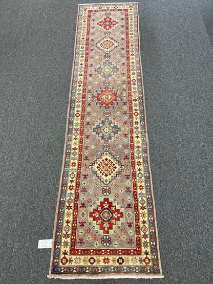 Runner Kazak Gray 2' 5"X10' Handmade Wool Rug # 13792