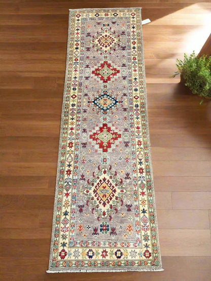 Runner Kazak Pink 2' 5"X8' Handmade Wool Rug # 13731