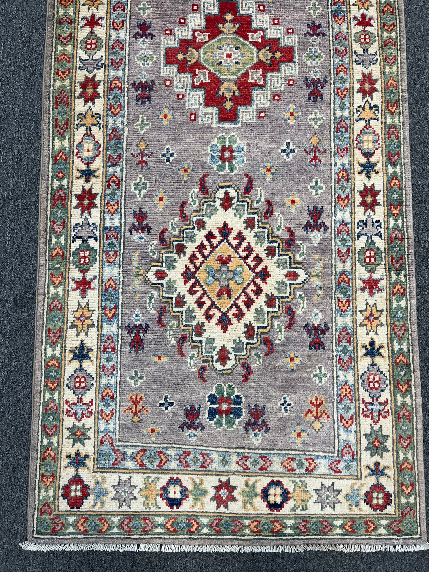 Runner Kazak Pink 2' 5"X8' Handmade Wool Rug # 13731