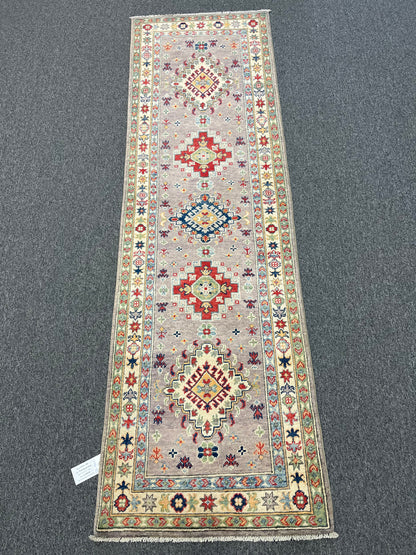 Runner Kazak Pink 2' 5"X8' Handmade Wool Rug # 13731