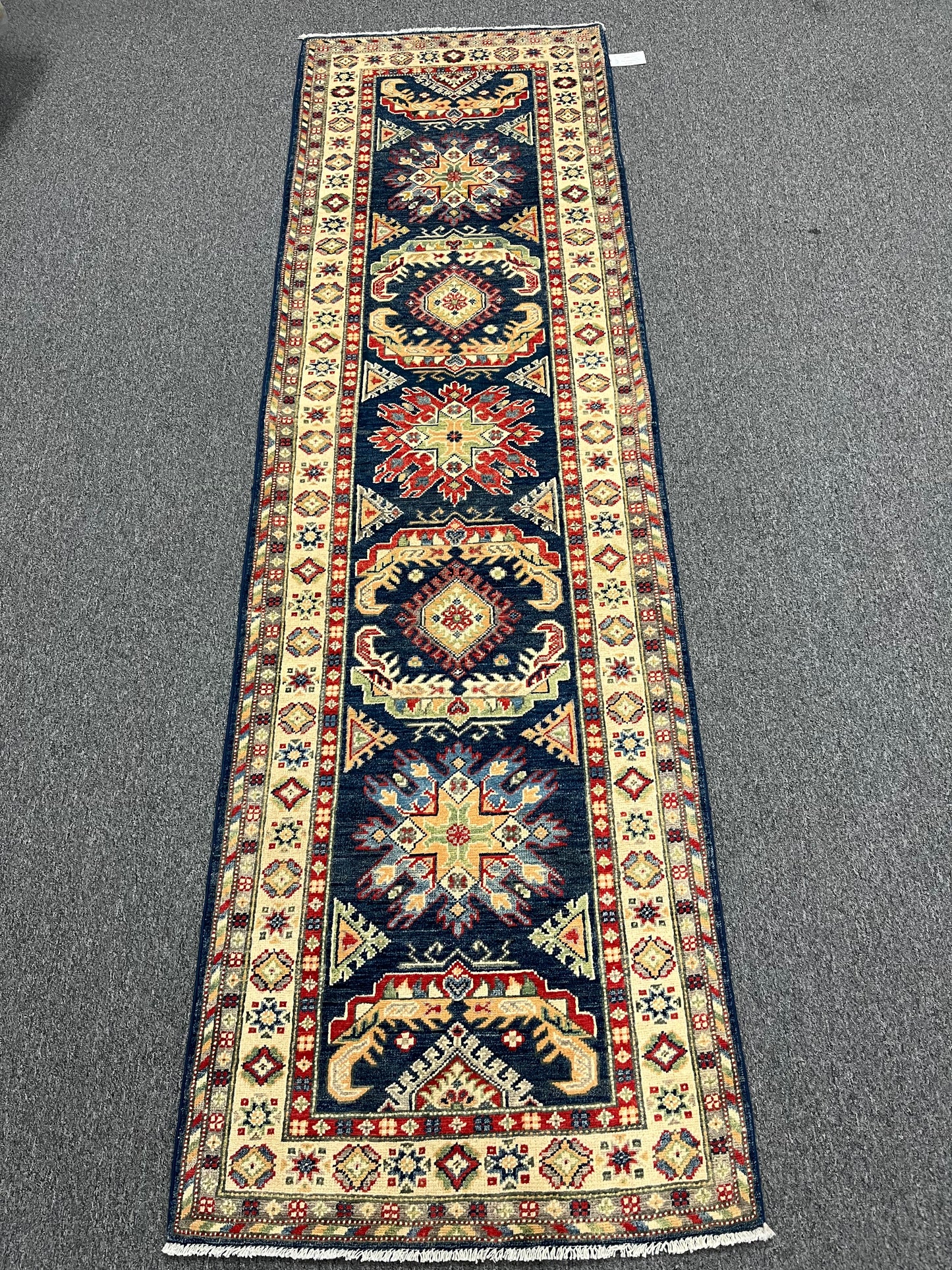 Runner Kazak Navy Blue 2' 9"X10' Handmade Wool Rug # 13630