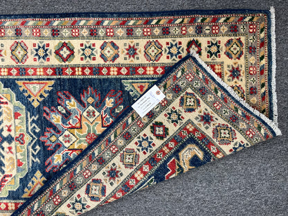 Runner Kazak Navy Blue 2' 9"X10' Handmade Wool Rug # 13630