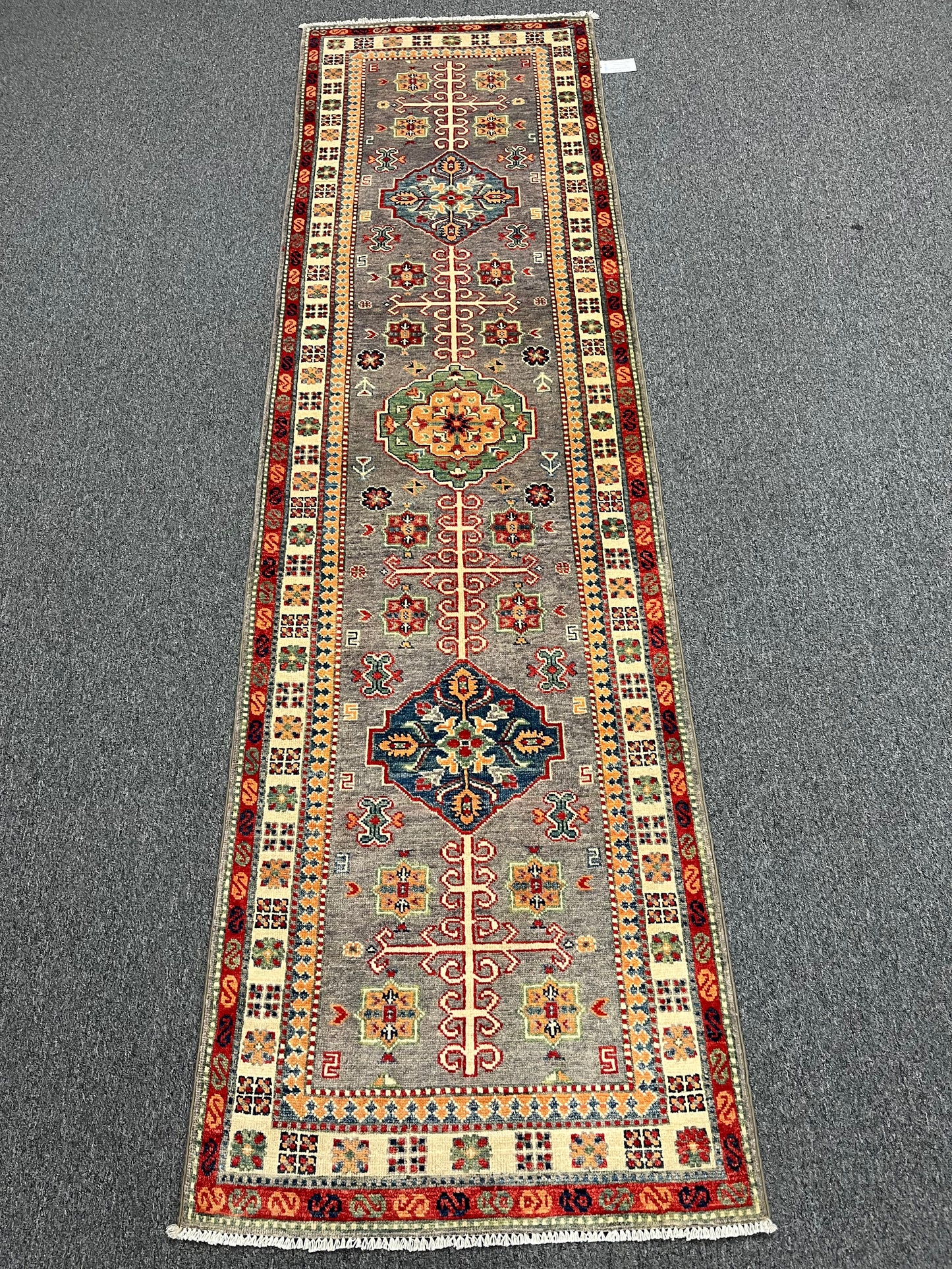 Kazak Runner Gray 2' 9"X10' Handmade Wool Rug # 13805