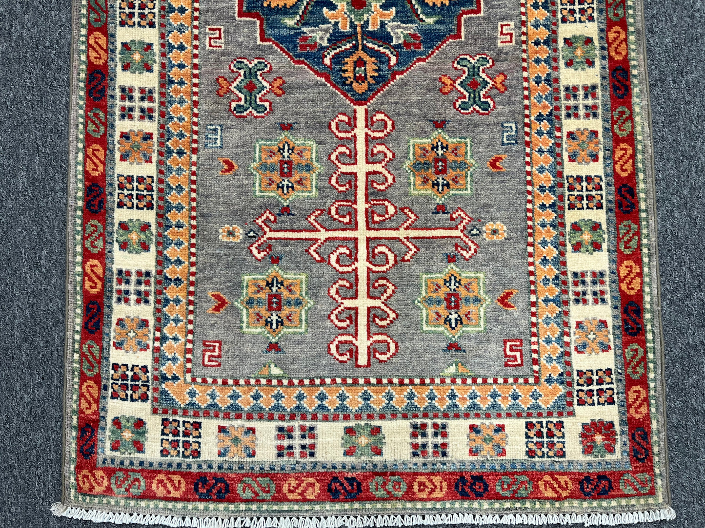 Kazak Runner Gray 2' 9"X10' Handmade Wool Rug # 13805