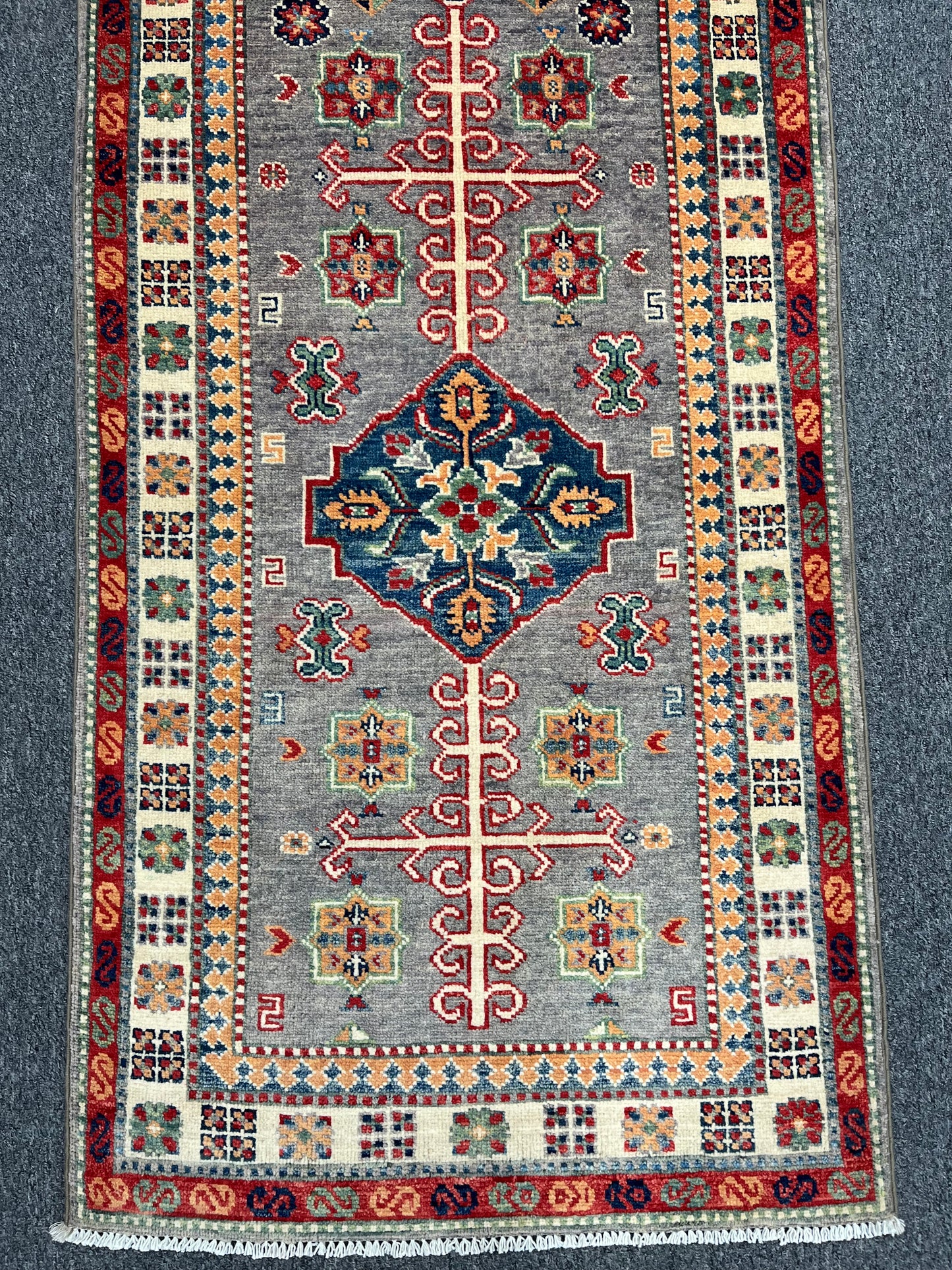 Kazak Runner Gray 2' 9"X10' Handmade Wool Rug # 13805