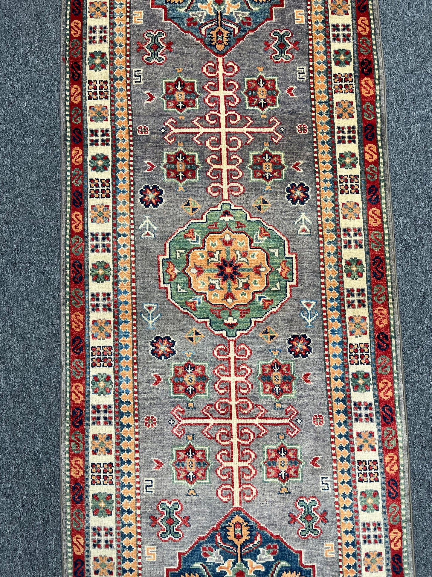 Kazak Runner Gray 2' 9"X10' Handmade Wool Rug # 13805