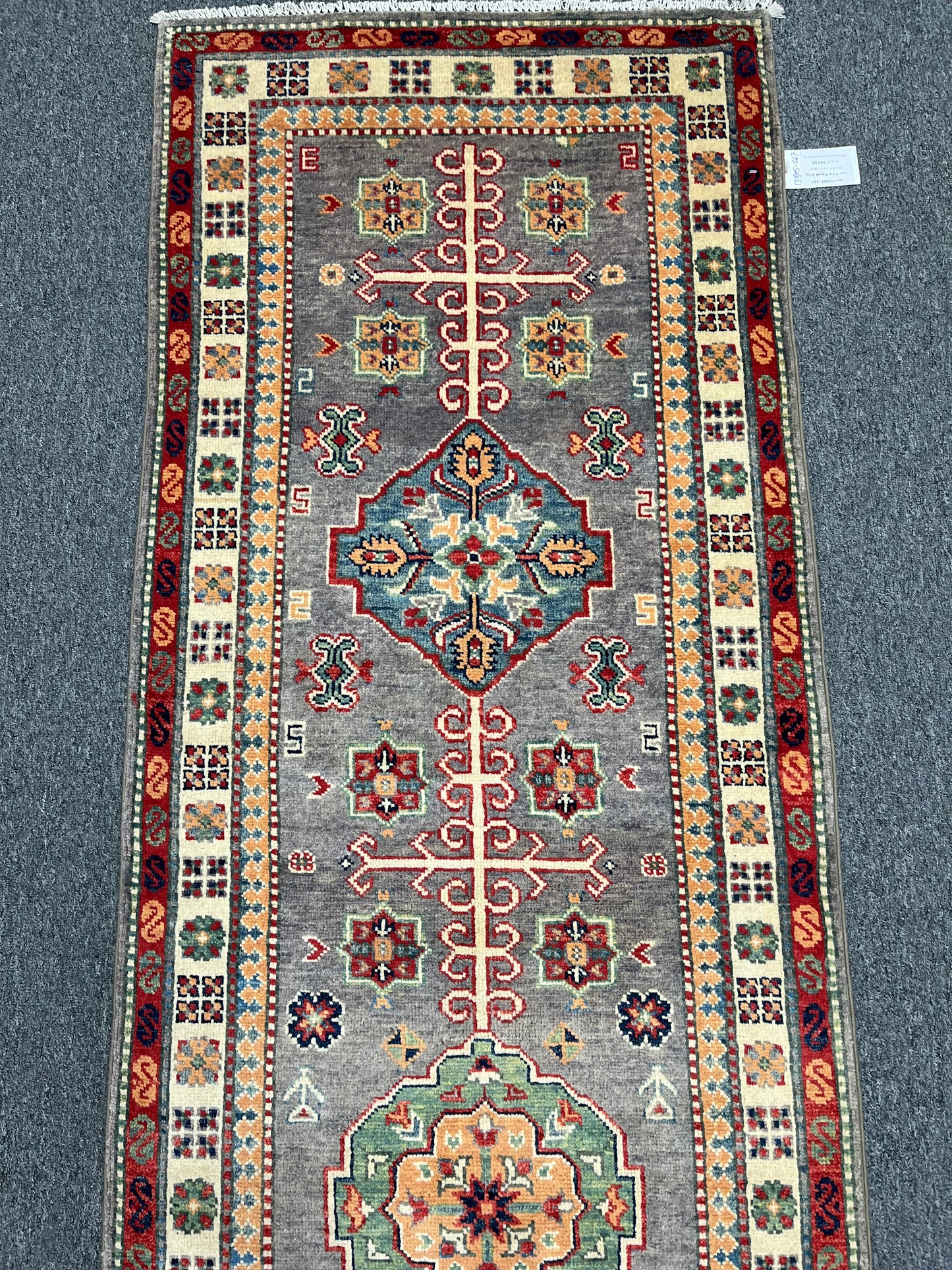 Kazak Runner Gray 2' 9"X10' Handmade Wool Rug # 13805