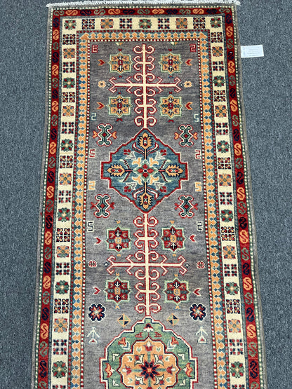 Kazak Runner Gray 2' 9"X10' Handmade Wool Rug # 13805