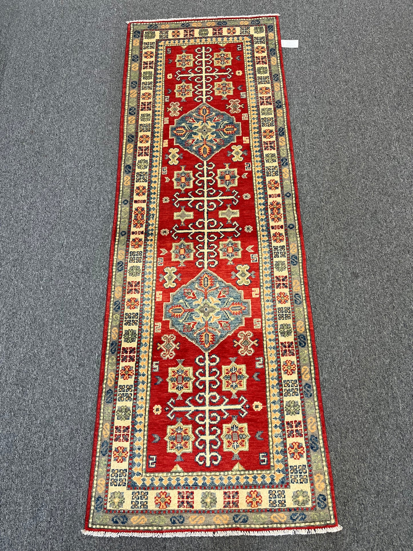 Kazak Runner Red 2' 8"X8' Handmade Wool Rug # 13622