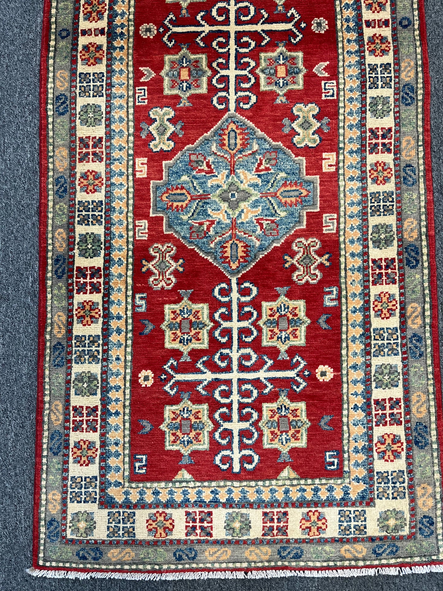 Kazak Runner Red 2' 8"X8' Handmade Wool Rug # 13622