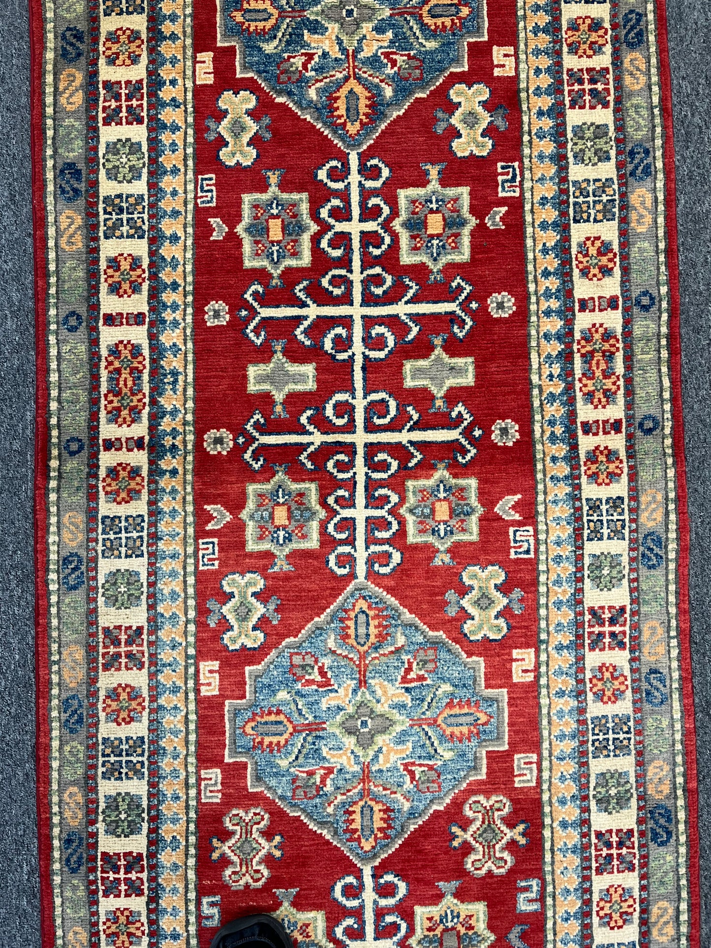 Kazak Runner Red 2' 8"X8' Handmade Wool Rug # 13622